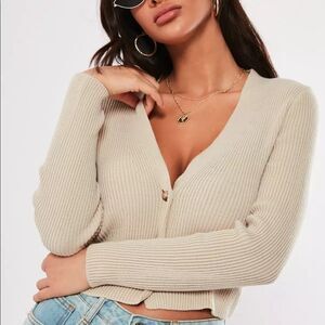 ✨ sand skinny rib cropped cardigan✨